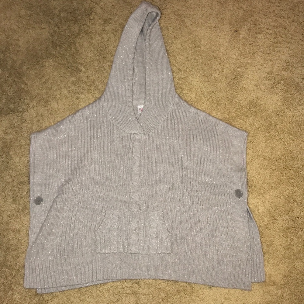 justice silver sparkly poncho